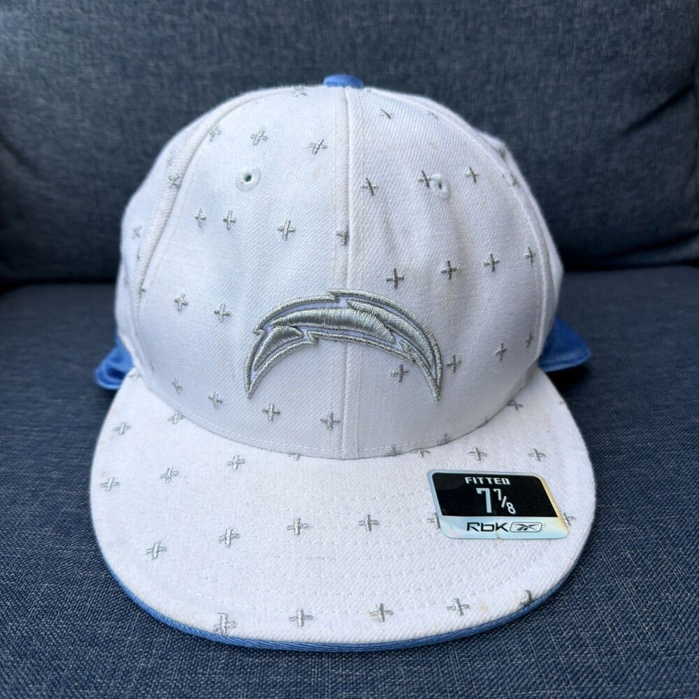 San Diego Chargers Reebok SHINE Fitted Hat 7 7/8 NWT NFL White Powder Blue